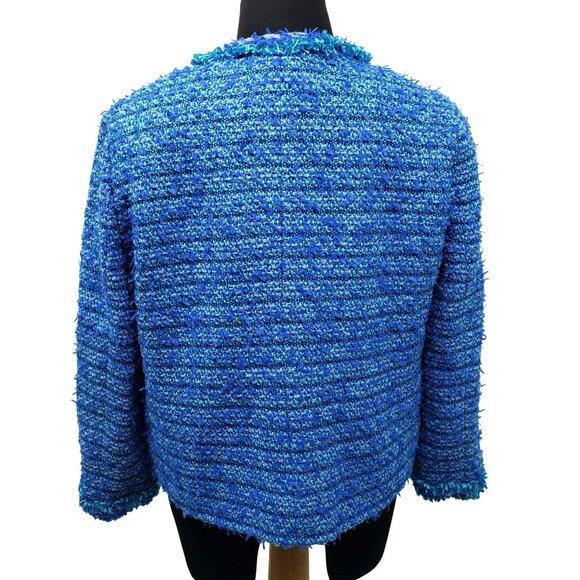 J Crew Collection Blue English Tweed Boucle Lady Jacket Blazer Gold Buttons - Picture 4 of 14